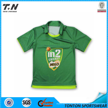 100% poliéster Cricket Uniformes jersey con patrón